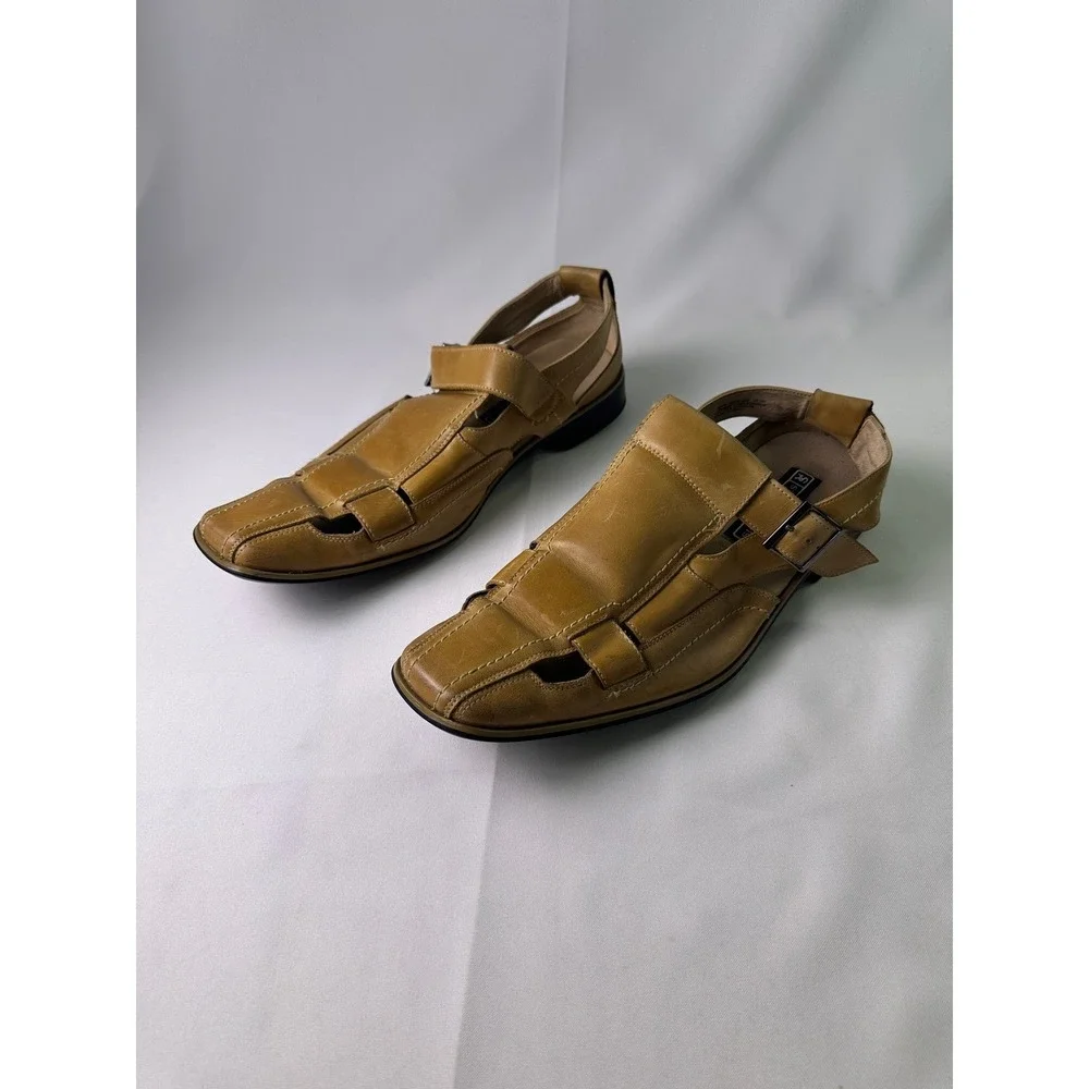 STACY‎ ADAMS Men's 10.5 M Tan Leather Fisherman Buckle Sandals 24658